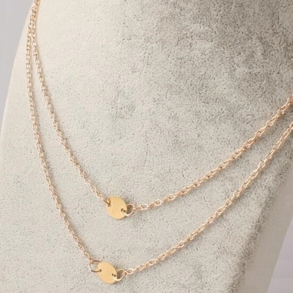 2/$20 Chic Disc Gold Layered Necklace - Picture 2 of 2